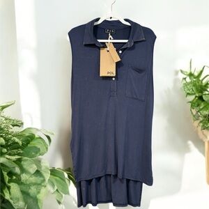 POL blue grey distressed t shirt knit shift dress size S